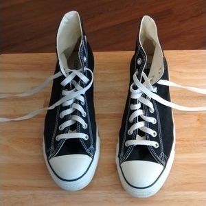Black and white high top converse for men